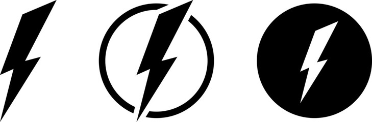 Electric power vector icon, Lightning symbol. Lightning bolt sign. Energy and thunder electricity symbol. Power or fast speed icon, logo, UI, app, website element.