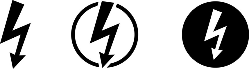 Electric power vector icon, Lightning symbol. Lightning bolt sign. Energy and thunder electricity symbol. Power or fast speed icon, logo, UI, app, website element.