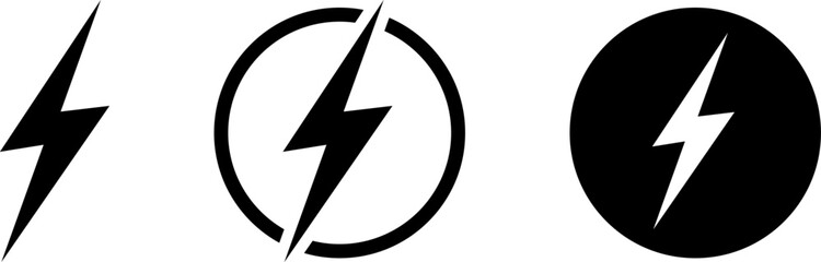 Electric power vector icon, Lightning symbol. Lightning bolt sign. Energy and thunder electricity symbol. Power or fast speed icon, logo, UI, app, website element.