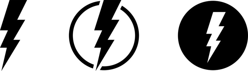 Electric power vector icon, Lightning symbol. Lightning bolt sign. Energy and thunder electricity symbol. Power or fast speed icon, logo, UI, app, website element.