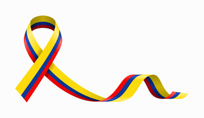Colombian flag stripe ribbon wavy background layout. Vector illustration.