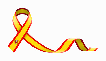 Spanish flag stripe ribbon wavy background layout. Vector illustration.