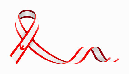 Canadian flag stripe ribbon wavy background layout. Vector illustration.
