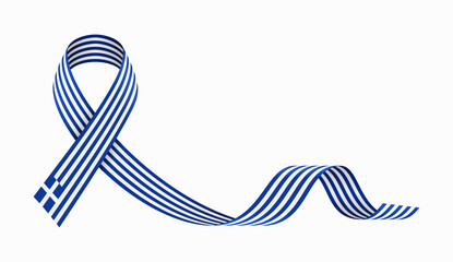 Greek flag stripe ribbon wavy background layout. Vector illustration.