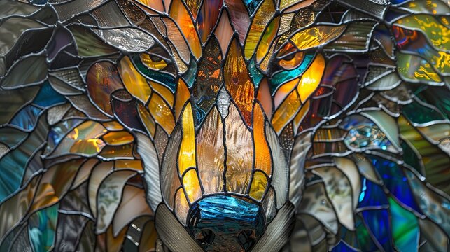 wolf stained glass window