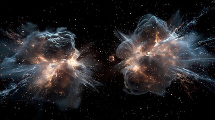 Ethereal clouds of dust and gas swirl in the aftermath of a stellar explosion, a delicate interplay of forces etching the fabric of space with nebular mystique. AI Generative - obrazy, fototapety, plakaty