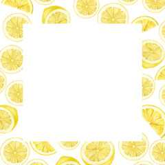 Frame of citrus slices. All elements are hand drawn in watercolor and isolated.