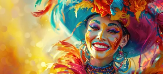 Papier Peint photo autocollant Carnaval With each step, a masked reveler adorned in feathers, glitter, and beads infuses the carnival with vibrant energy and contagious enthusiasm