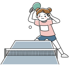 卓球をする女性