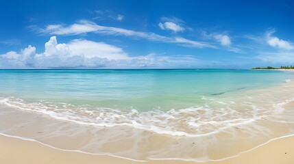 Fototapeta na wymiar Tropical Beach Panorama: Vast Seascape Horizon Captured by Canon RF 50mm f/1.2L USM