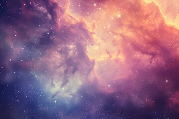 This photo showcases a vibrant space scene, featuring an abundance of colorful stars and clouds, Space nebula in dreamy pastel colors, AI Generated