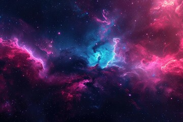 A vibrant space scene showcasing a multitude of stars and clouds, creating a visually stunning display, Spacescape featuring a dynamic, color-rich nebula, AI Generated