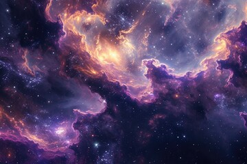 A captivating image showcasing a space filled with stars and clouds in a breathtaking display,...