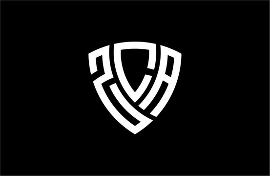 ZCA creative letter shield logo design vector icon illustration