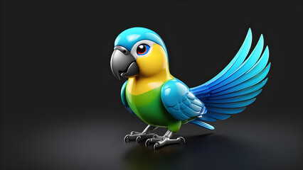 cute parrot. a bird parrot emoji on a black background