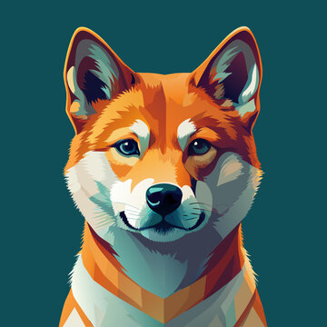 Cute Korean Jindo dog portrait vector