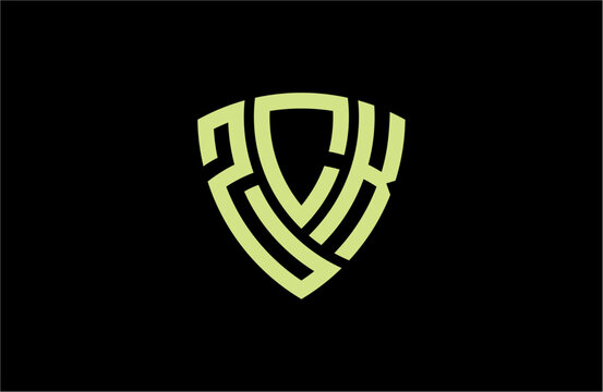 ZCK creative letter shield logo design vector icon illustration