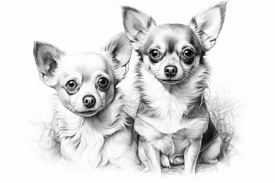 a drawing of two dogs