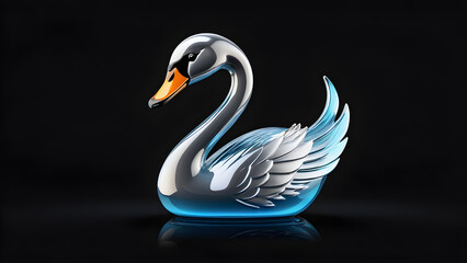 swan bird. glassy is a bird swan emoji on a black background. swan background wall paper theme.