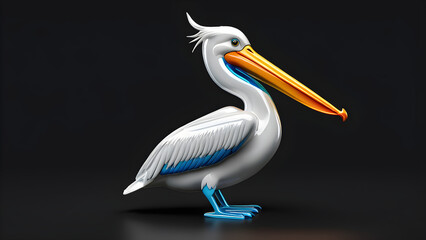 pelican on black background. pelican bird. a bird pelican emoji on a black background