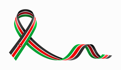 Kenyan flag stripe ribbon wavy background layout. Vector illustration.