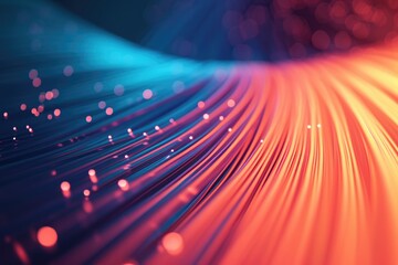 A detailed and up-close perspective capturing the vibrant and diverse colors in the background, Stylized, minimal representation of fiber optic cables, AI Generated - obrazy, fototapety, plakaty