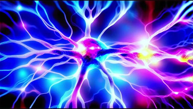 glowing connected neuron of brain 