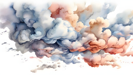 Flowing collection of imaginary watercolor clouds background
