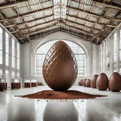 chocolate egg in the factory