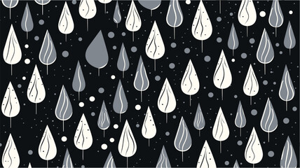 Vector illustration. Raster copy. Graphics.Background in vector. Pattern from the different drops of a rain drawn by hand. Creative seamless pattern. Monochrome drop signs seamless pattern.