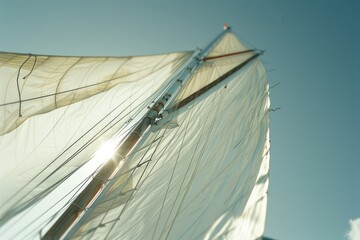 Close-up shot of a ship's sail.
