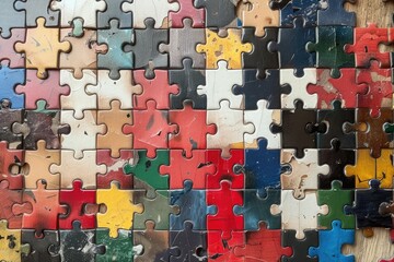 a page full of puzzle pieces scattered professional photography