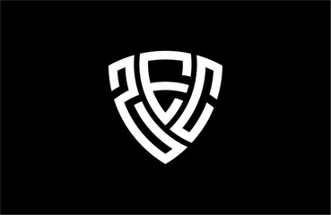 ZEC creative letter shield logo design vector icon illustration