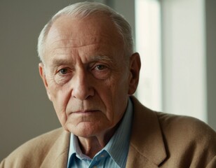 Portrait of an elderly man. AI generation