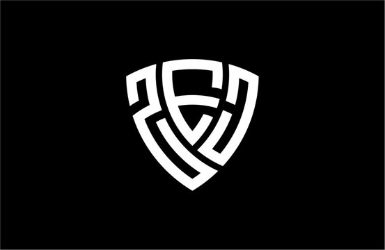 ZEJ creative letter shield logo design vector icon illustration