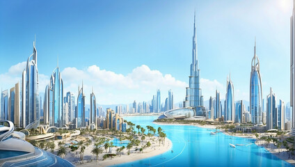 Dubai city landscape - obrazy, fototapety, plakaty