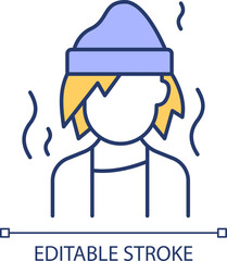 Social avolition RGB color icon. Asocial behavior, social issues. Lack of motivation, exhaustion. Mental illness, isolation. Isolated vector illustration. Simple filled line drawing. Editable stroke