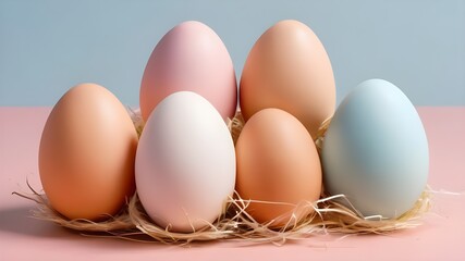 Pastel Easter Eggs In A Nest.Generative AI