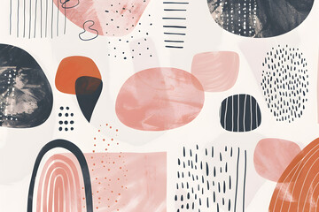 くすみピンクの有機的な抽象パターン背景 - obrazy, fototapety, plakaty