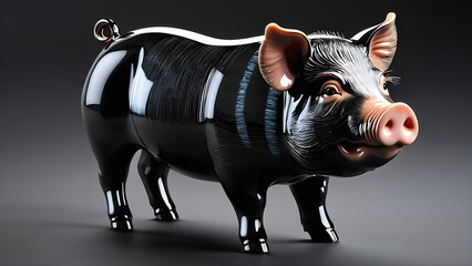 pet animals pig on black background. cartoon faces, animal cartoon characters, sticker design, and emojis of wild animals or cute cartoon illustrations.