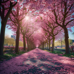 A serene early spring afternoon in a quiet park