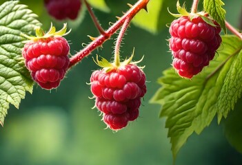 Red raspberry on the vine