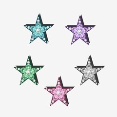 Multicolor Stars : Multicolor stars decorated with glass stones.White background.