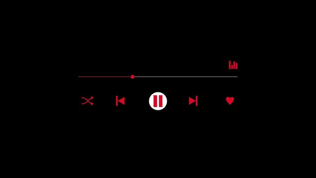Black screen music player overlay template animation. Suitable for Youtuber, content creator, music production, etc.