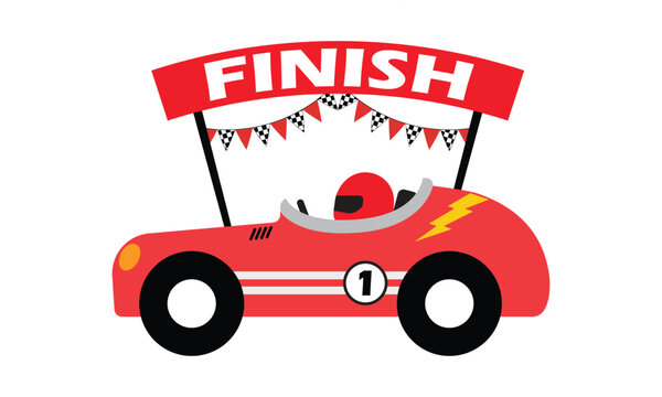 Cute racing car with driver clipart
