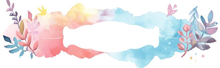 Banner of title clipart, watercolor simple design  - obrazy, fototapety, plakaty