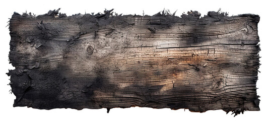 Burnt wooden plank cut out
