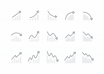 arrow icons for graph and chart. editable stroke vector illustration