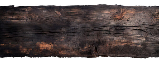 Burnt wooden plank cut out
