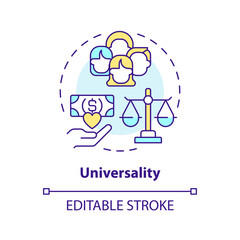 Universal basic income multi color concept icon. Socioeconomical policy equality. Financial sustainability. Round shape line illustration. Abstract idea. Graphic design. Easy to use in brochure